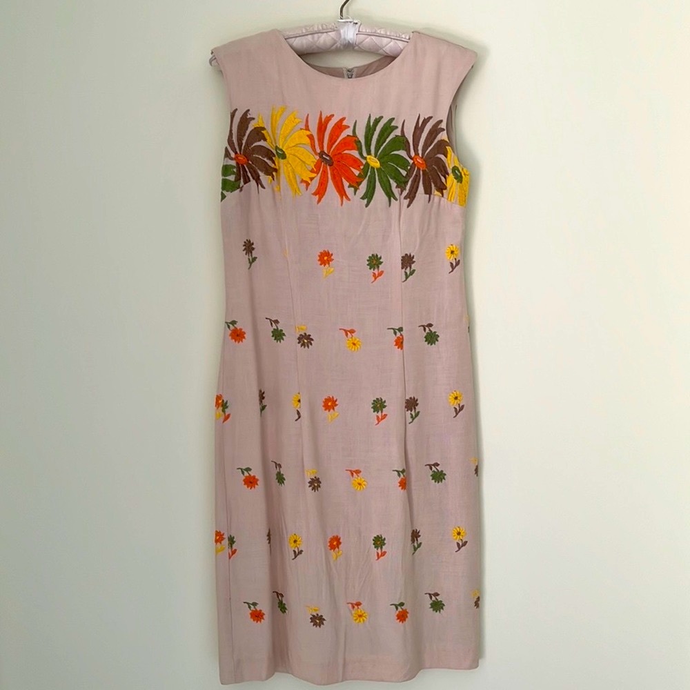 Vintage by Louisa Dress Size 14 100% Cotton Boho Embroidery